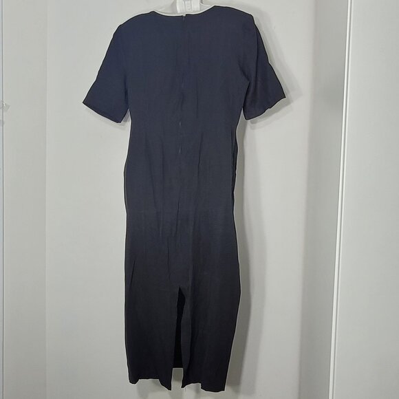 Vintage Chablis Black Back Zipper Short Sleeve Sheath Pads Dress Plus Size 15/16 - Picture 2 of 12